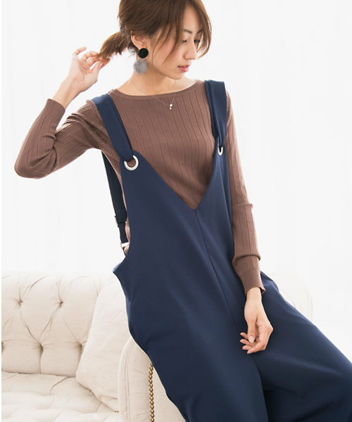 Pierrot（ピエロ）の「カットジョーゼット素材 オールインワン（サロペット/オーバーオール・レディース・ブラック/ネイビー・M/L）」の11枚目の写真