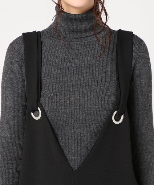 Pierrot（ピエロ）の「カットジョーゼット素材 オールインワン（サロペット/オーバーオール・レディース・ブラック/ネイビー・M/L）」の5枚目の写真