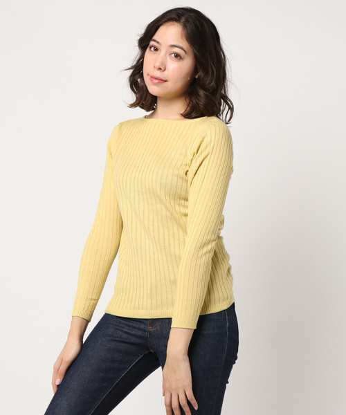 rps（アールピーエス）の「ワイドリブボートネック長袖ニットプルオーバー（ニット/セーター・レディース・オフホワイト/ブラック/杢グレー/ベージュ系その他/ミント/ブルー/ネイビー/イエロー/ピンク/レッド・M/L）」の20枚目の写真