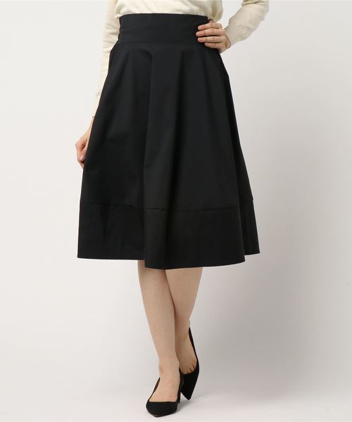 KOBE LETTUCE（コウベレタス）の「色×素材で大人際立つ！裾切り替えマットサテンバックウエストゴムハイウエストスカート/レディースボトムス/ひざ丈/ミディアム丈[M2057]神戸レタス（スカート・レディース・ピンク系その他/ベージュ系その他/グリーン/ブラック/ピンク/サックスブルー/イエロー/オレンジ・FREE）」の2枚目の写真