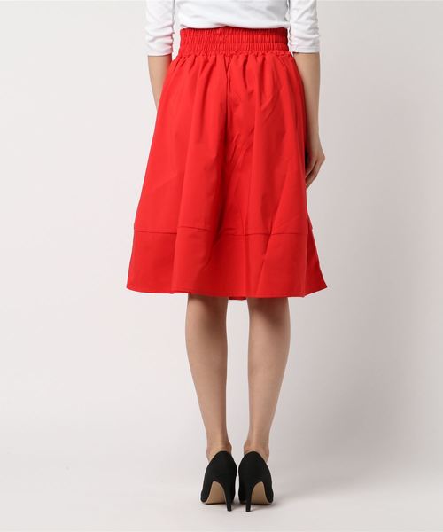 KOBE LETTUCE（コウベレタス）の「色×素材で大人際立つ！裾切り替えマットサテンバックウエストゴムハイウエストスカート/レディースボトムス/ひざ丈/ミディアム丈[M2057]神戸レタス（スカート・レディース・ピンク系その他/ベージュ系その他/グリーン/ブラック/ピンク/サックスブルー/イエロー/オレンジ・FREE）」の10枚目の写真