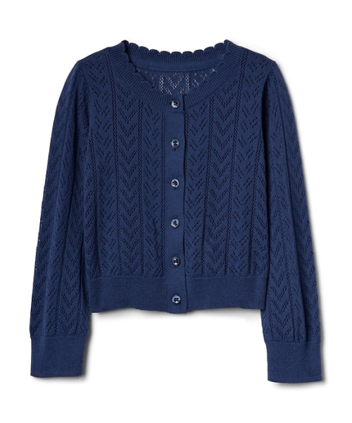 GAP（ギャップ）の「Gap アイレット カーディガンセーター（ニット/セーター・キッズ・ネイビー/ミント/ライトピンク/ホワイト・100cm/80ｃｍ/95cm/90cm/110cm/105cm）」の3枚目の写真