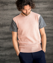 CAMBIO | mt4808-Melange Pile×Knit Short Sleeve Pullover　プルオーバー(Tシャツ/カットソー)