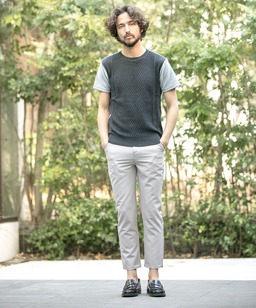 CAMBIO（カンビオ）の「mt4808-Melange Pile×Knit Short Sleeve Pullover　プルオーバー（Tシャツ/カットソー・メンズ・ピンク系その他/ブラック/テラコッタ/エメラルド・M/S/L）」の7枚目の写真