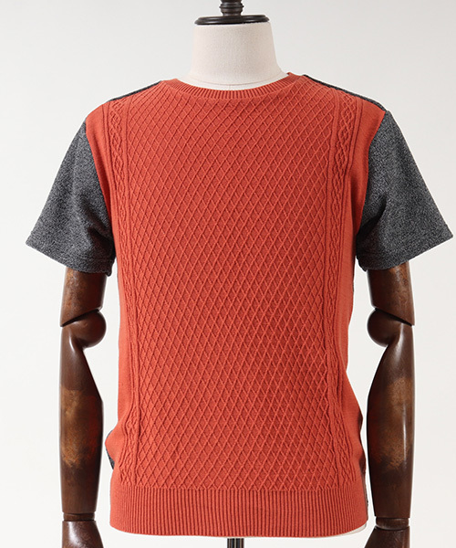 CAMBIO（カンビオ）の「mt4808-Melange Pile×Knit Short Sleeve Pullover　プルオーバー（Tシャツ/カットソー・メンズ・ピンク系その他/ブラック/テラコッタ/エメラルド・M/S/L）」の18枚目の写真