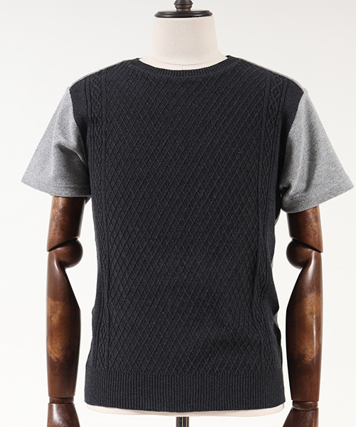 CAMBIO（カンビオ）の「mt4808-Melange Pile×Knit Short Sleeve Pullover　プルオーバー（Tシャツ/カットソー・メンズ・ピンク系その他/ブラック/テラコッタ/エメラルド・M/S/L）」の21枚目の写真