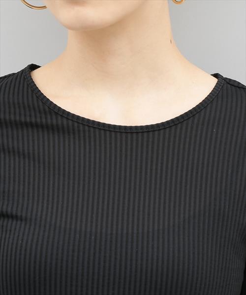 ADAM ET ROPE'（アダムエロペ）の「シアーストライプクルーネックプルオーバー（Tシャツ/カットソー・レディース・ブラック/ホワイト・FREE）」の9枚目の写真