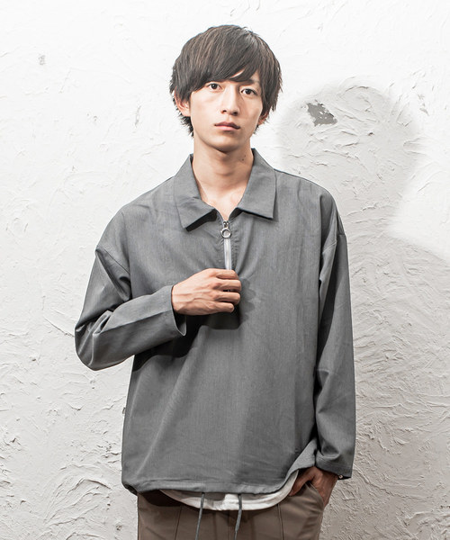 MinoriTY（マイノリティ）の「ＴＲハーフZIPシャツ ビッグシルエット アノラック（シャツ/ブラウス・メンズ・ブラック/ベージュ/ネイビー/グレー/ワイン・M/L）」の3枚目の写真