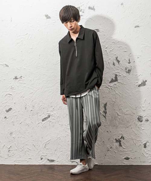 MinoriTY（マイノリティ）の「ＴＲハーフZIPシャツ ビッグシルエット アノラック（シャツ/ブラウス・メンズ・ブラック/ベージュ/ネイビー/グレー/ワイン・M/L）」の8枚目の写真