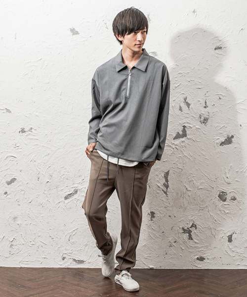 MinoriTY（マイノリティ）の「ＴＲハーフZIPシャツ ビッグシルエット アノラック（シャツ/ブラウス・メンズ・ブラック/ベージュ/ネイビー/グレー/ワイン・M/L）」の21枚目の写真