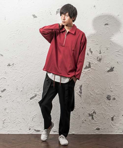 MinoriTY（マイノリティ）の「ＴＲハーフZIPシャツ ビッグシルエット アノラック（シャツ/ブラウス・メンズ・ブラック/ベージュ/ネイビー/グレー/ワイン・M/L）」の17枚目の写真