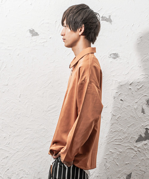 MinoriTY（マイノリティ）の「ＴＲハーフZIPシャツ ビッグシルエット アノラック（シャツ/ブラウス・メンズ・ブラック/ベージュ/ネイビー/グレー/ワイン・M/L）」の19枚目の写真