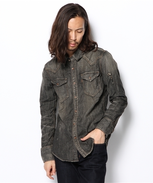 goa(ゴア)の「6oz デニムシャツ(シャツ/ブラウス・メンズ・ブラック/ブルー/インディゴブルー・1/2)」の2枚目の写真