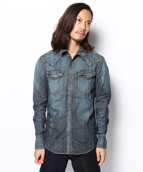 goa(ゴア)の「6oz デニムシャツ(シャツ/ブラウス・メンズ・ブラック/ブルー/インディゴブルー・1/2)」の4枚目の写真