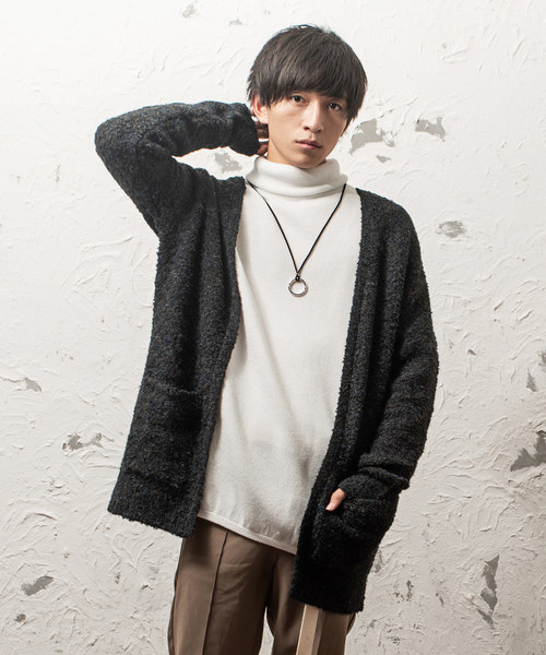 MinoriTY（マイノリティ）の「3Ｇブークレヤーンコーディガン（カーディガン/ボレロ・メンズ・ブラック/ネイビー/ブラウン/グレー・M/L）」の2枚目の写真