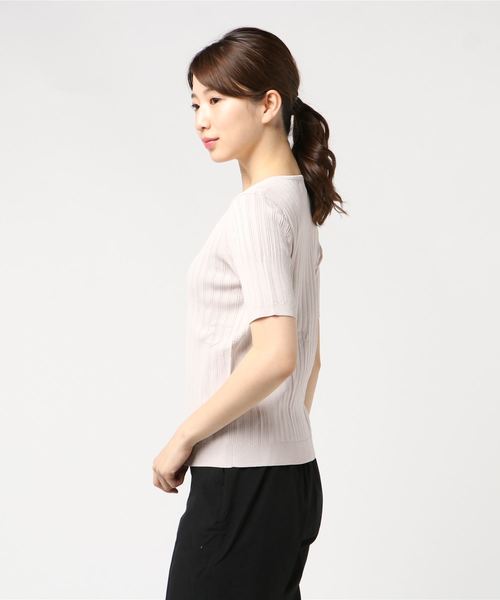 A/C DESIGN BY ALPHA CUBIC（エーシーデザインバイアルファキュービック）の「Vネックリブニット（ニット/セーター・レディース・サックスブルー/ピンク/オフホワイト/ネイビー・M size/L size）」の5枚目の写真