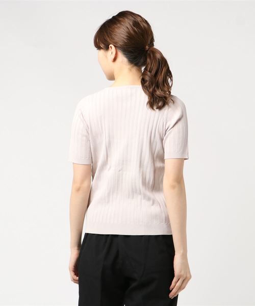 A/C DESIGN BY ALPHA CUBIC（エーシーデザインバイアルファキュービック）の「Vネックリブニット（ニット/セーター・レディース・サックスブルー/ピンク/オフホワイト/ネイビー・M size/L size）」の6枚目の写真