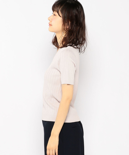 A/C DESIGN BY ALPHA CUBIC（エーシーデザインバイアルファキュービック）の「Vネックリブニット（ニット/セーター・レディース・サックスブルー/ピンク/オフホワイト/ネイビー・M size/L size）」の11枚目の写真