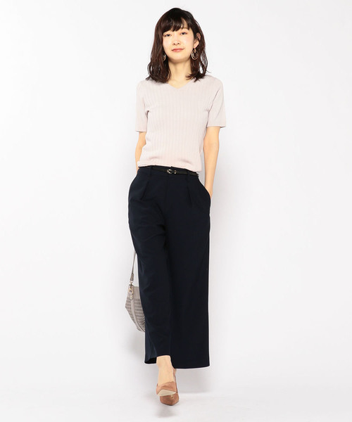 A/C DESIGN BY ALPHA CUBIC（エーシーデザインバイアルファキュービック）の「Vネックリブニット（ニット/セーター・レディース・サックスブルー/ピンク/オフホワイト/ネイビー・M size/L size）」の17枚目の写真