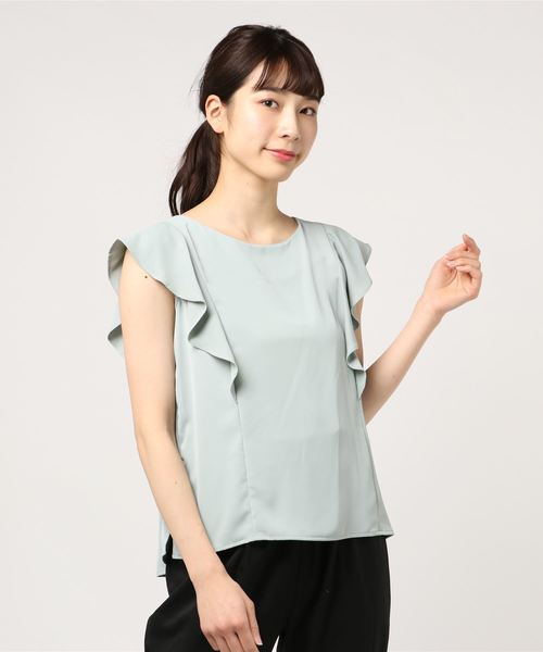 TRUDEA(トルディア)の「とろみ合繊フリルスリーブ(シャツ/ブラウス・レディース・ホワイト/ライトグレー/ベージュ/ミント/サックスブルー/ピンク・MEDIUM/LARGE)」の11枚目の写真