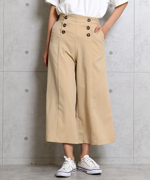 CHARM BERRY TIC(チャームベリーチック)の「フロントボタンワイドパンツ(その他パンツ・レディース・ベージュ/ネイビー/グレー/カーキ・M/L)」の17枚目の写真