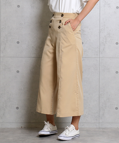 CHARM BERRY TIC(チャームベリーチック)の「フロントボタンワイドパンツ(その他パンツ・レディース・ベージュ/ネイビー/グレー/カーキ・M/L)」の16枚目の写真