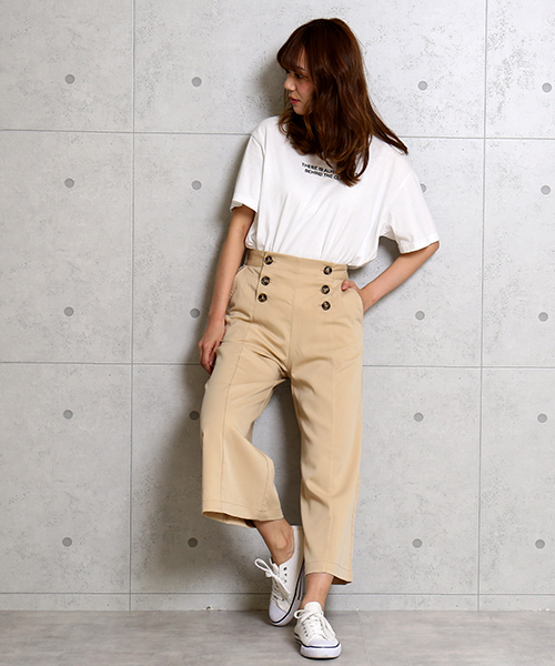 CHARM BERRY TIC(チャームベリーチック)の「フロントボタンワイドパンツ(その他パンツ・レディース・ベージュ/ネイビー/グレー/カーキ・M/L)」の15枚目の写真