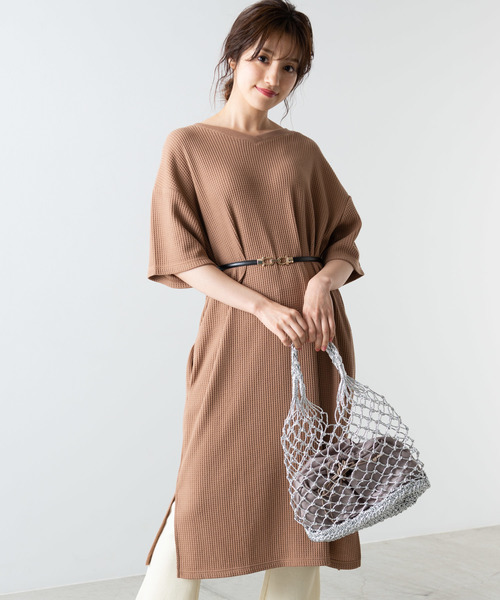 WEGO（ウィゴー）の「WEGO/2WAYワッフルワンピース（ワンピース・レディース・ブラック/オフホワイト/ライトブラウン・FREE）」の3枚目の写真