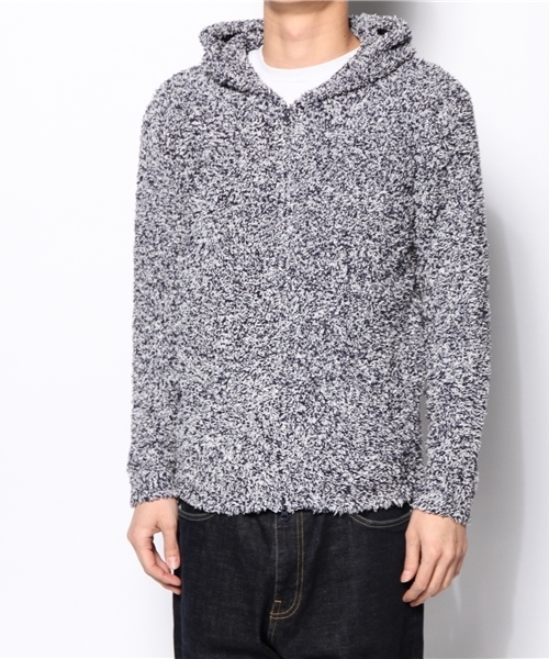 BAREFOOT DREAMS（ベアフットドリームズ）の「524　Heathered two tone yarn men's hoodie（パーカー・メンズ・ネイビー/ブラック/その他・SMALL/LARGE/MEDIUM）」の5枚目の写真