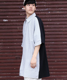 revertical | ストライプ柄 ビッグシルエット 切り替えシャツ 前開き ブラウス(シャツ/ブラウス)