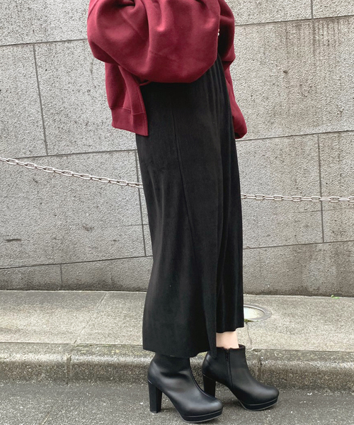 apres jour mignon（アプレジュールミニョン）の「スエードプリーツナロースカート【ZOZOTOWN限定アイテム】（スカート・レディース・ブラック/アイボリー/ライトブラウン・フリー）」の14枚目の写真