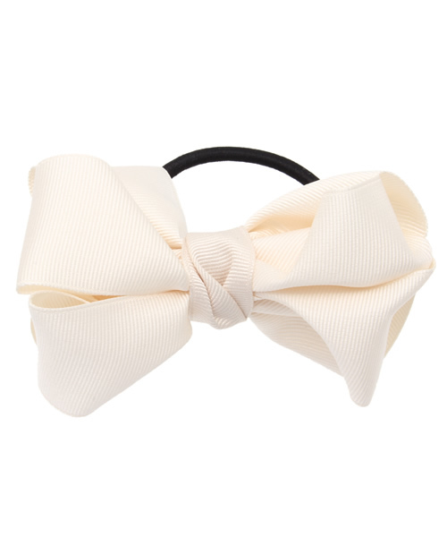 Auntie Rosa（アンティローザ）の「【Agneau7】グログランリボンヘアゴム（ヘアゴム・レディース・ブラック/ベージュ/ネイビー/ホワイト/ピンク・FREE）」の2枚目の写真