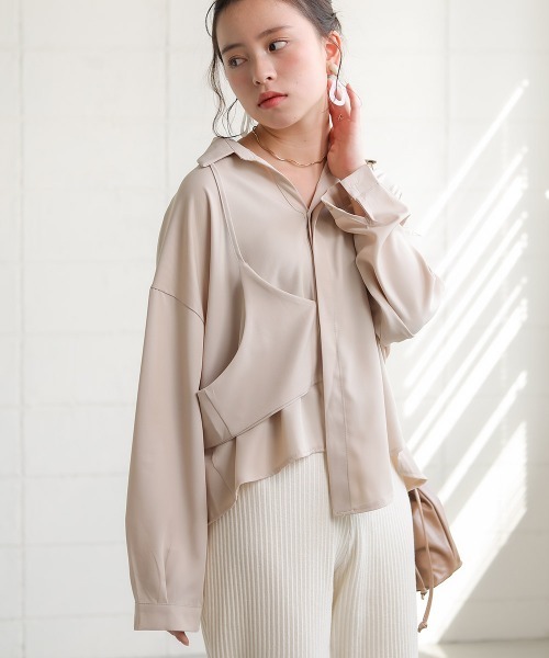 Bab（バブ）の「【WEB限定】変形デザインアシメシャツ（シャツ/ブラウス・レディース・ホワイト/ブラック/ベージュ・38）」の3枚目の写真