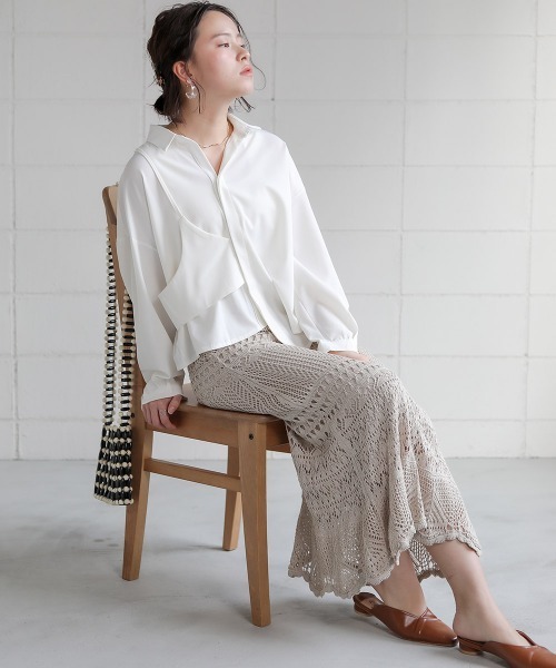 Bab（バブ）の「【WEB限定】変形デザインアシメシャツ（シャツ/ブラウス・レディース・ホワイト/ブラック/ベージュ・38）」の5枚目の写真