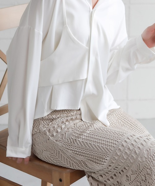 Bab（バブ）の「【WEB限定】変形デザインアシメシャツ（シャツ/ブラウス・レディース・ホワイト/ブラック/ベージュ・38）」の6枚目の写真