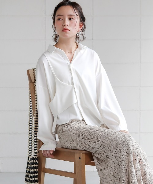 Bab（バブ）の「【WEB限定】変形デザインアシメシャツ（シャツ/ブラウス・レディース・ホワイト/ブラック/ベージュ・38）」の7枚目の写真