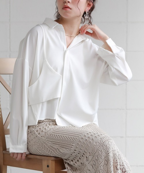 Bab（バブ）の「【WEB限定】変形デザインアシメシャツ（シャツ/ブラウス・レディース・ホワイト/ブラック/ベージュ・38）」の4枚目の写真