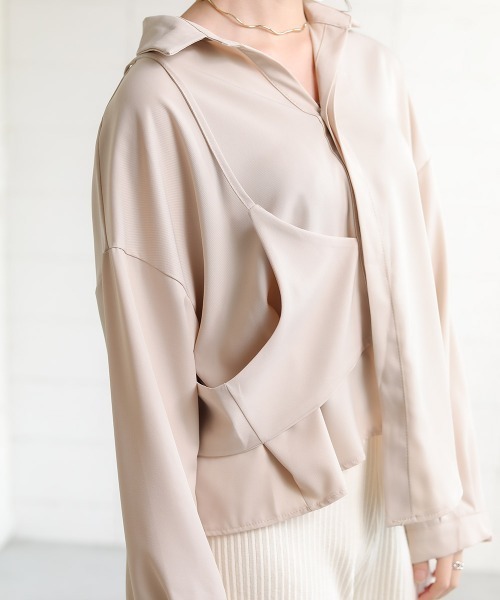 Bab（バブ）の「【WEB限定】変形デザインアシメシャツ（シャツ/ブラウス・レディース・ホワイト/ブラック/ベージュ・38）」の17枚目の写真