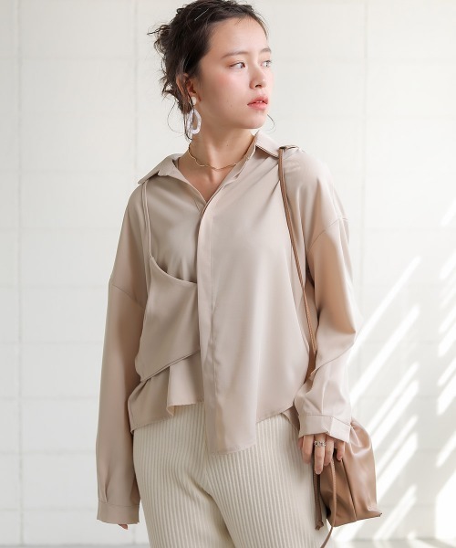 Bab（バブ）の「【WEB限定】変形デザインアシメシャツ（シャツ/ブラウス・レディース・ホワイト/ブラック/ベージュ・38）」の13枚目の写真