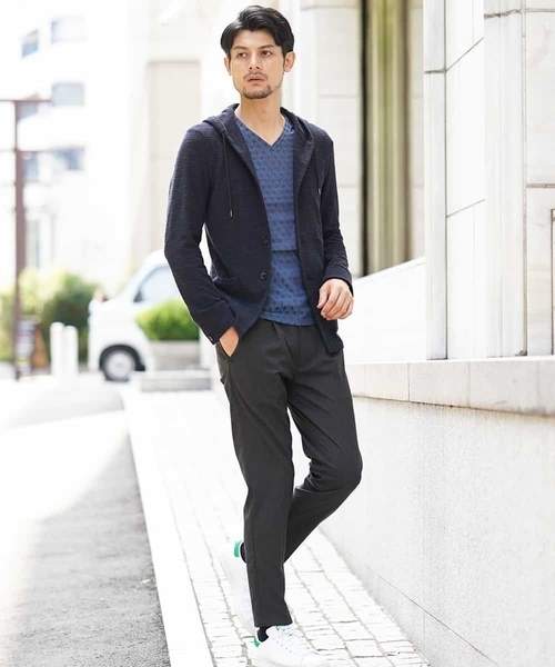 MICHEL KLEIN HOMME   （ミッシェルクランオム）の「カーディガン（スラブインレーシルケット）（カーディガン/ボレロ・メンズ・ネイビー/グレー・46/48/51）」の12枚目の写真
