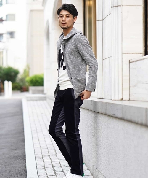 MICHEL KLEIN HOMME   （ミッシェルクランオム）の「カーディガン（スラブインレーシルケット）（カーディガン/ボレロ・メンズ・ネイビー/グレー・46/48/51）」の11枚目の写真