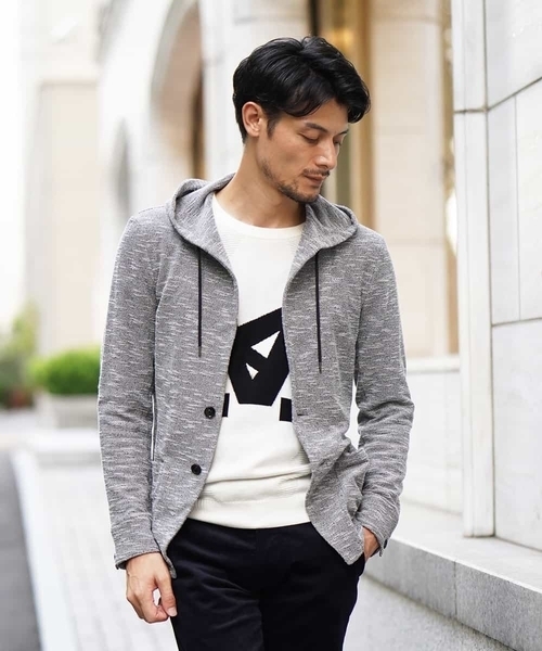 MICHEL KLEIN HOMME   （ミッシェルクランオム）の「カーディガン（スラブインレーシルケット）（カーディガン/ボレロ・メンズ・ネイビー/グレー・46/48/51）」の9枚目の写真