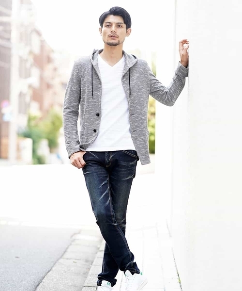 MICHEL KLEIN HOMME   （ミッシェルクランオム）の「カーディガン（スラブインレーシルケット）（カーディガン/ボレロ・メンズ・ネイビー/グレー・46/48/51）」の7枚目の写真