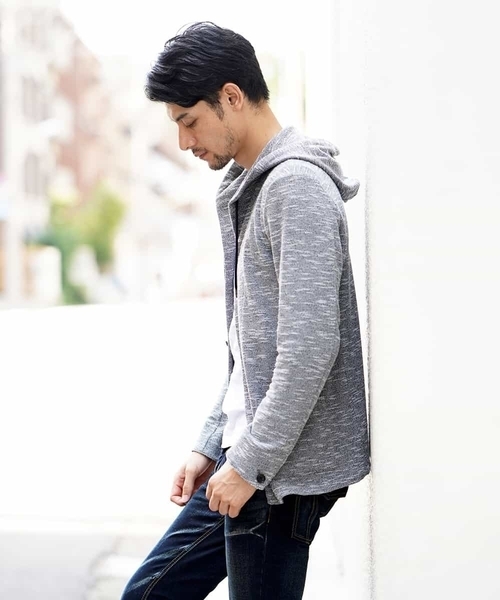 MICHEL KLEIN HOMME   （ミッシェルクランオム）の「カーディガン（スラブインレーシルケット）（カーディガン/ボレロ・メンズ・ネイビー/グレー・46/48/51）」の5枚目の写真