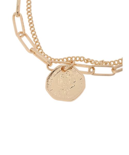 AMERICAN HOLIC(アメリカンホリック)の「コイン付きダブルチェーンブレスレット(ブレスレット・レディース・ゴールド・FREE)」の3枚目の写真