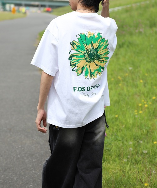 HOOK(フック)の「HOOK -original- ポップマーガレットバックプリントTEE (SS)(Tシャツ/カットソー・メンズ・ホワイト/ブラック/グリーン/ブルー/グレー・M/L/XL)」の1枚目の写真