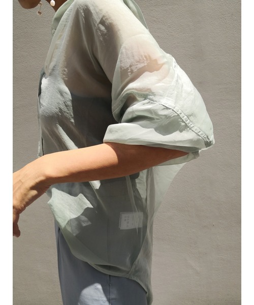ulu（ウル）の「seethruough overbandcollar shirt（シャツ/ブラウス・レディース・ベージュ/グリーン/ホワイト・FREE）」の9枚目の写真