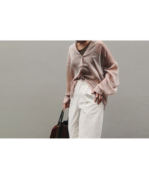 ulu（ウル）の「seethruough overbandcollar shirt（シャツ/ブラウス・レディース・ベージュ/グリーン/ホワイト・FREE）」の12枚目の写真