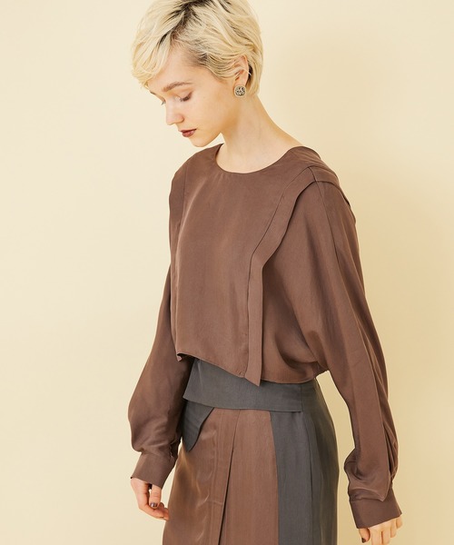 STUDIOUS（ステュディオス）の「【STUDIOUS】キュプラサテンレイヤードドルマントップス（シャツ/ブラウス・レディース・ブラック/ブラウン/ピンク・FREE）」の18枚目の写真