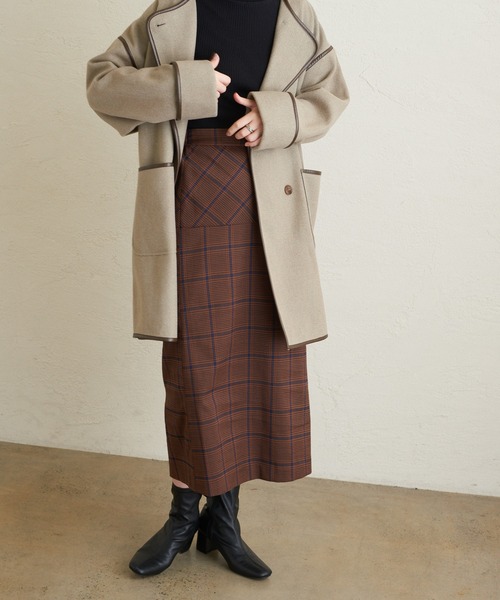 natural couture（ナチュラルクチュール）の「切替デザインセミタイトスカート（スカート・レディース・ダークブラウン/ライトベージュ/その他1/その他3・FREE）」の4枚目の写真